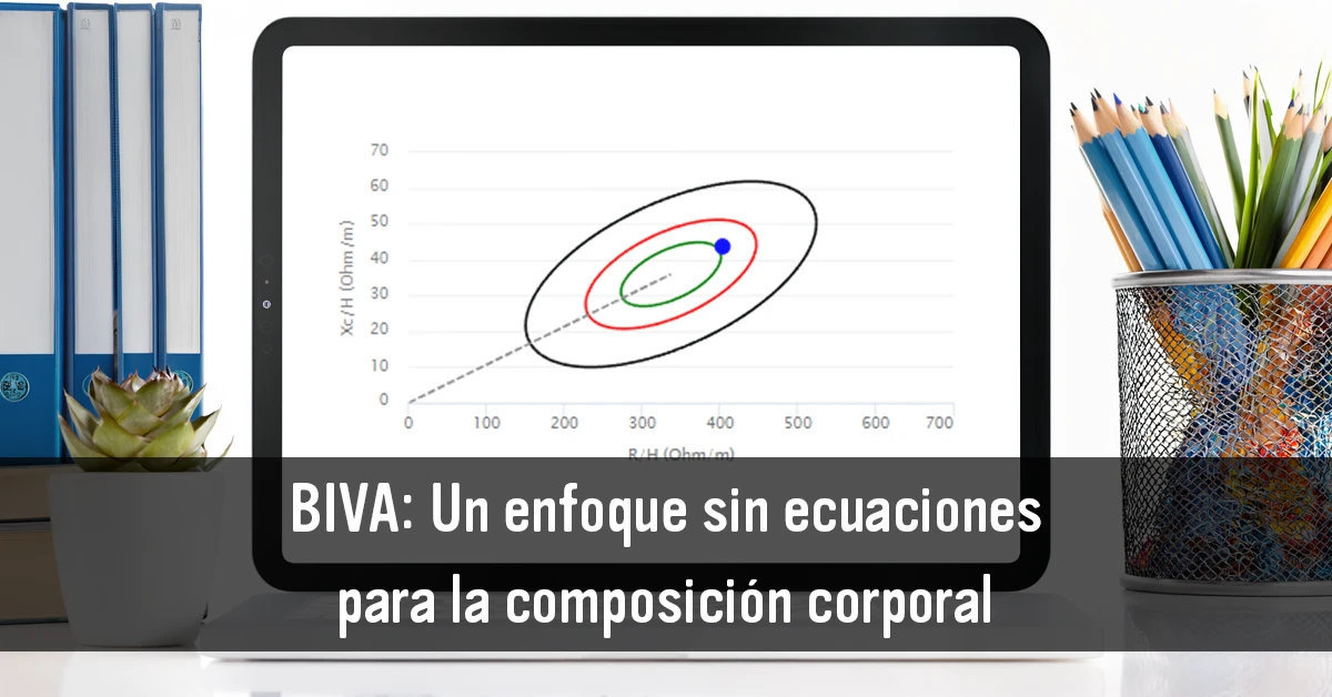 Gráfico BIVA mostrando el vector de impedancia bioeléctrica dentro de las elipses de tolerancia para evaluar la composición corporal y el estado de hidratación.