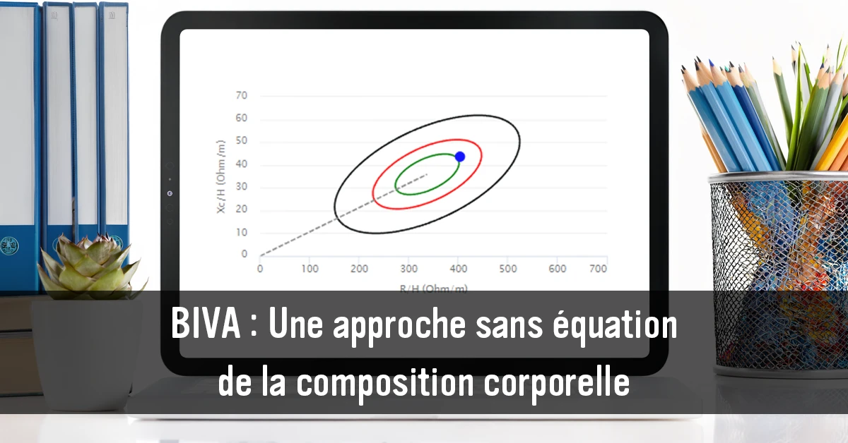Graphique BIVA affichant le vecteur d'impédance dans les ellipses de tolérance pour évaluer la composition corporelle et l'état d'hydratation.