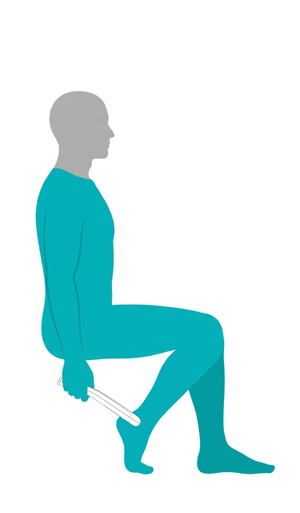 Esquema que ilustra la posición sentada para la medición de bioimpedancia.